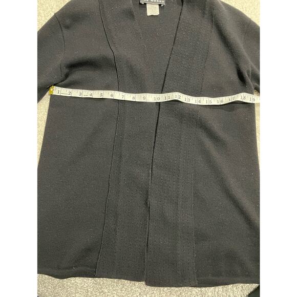 VTG The Works Saks Fifth Avenue 100% Wool Women's Sz S Open-Front Cardigan Black - Picture 4 of 13
